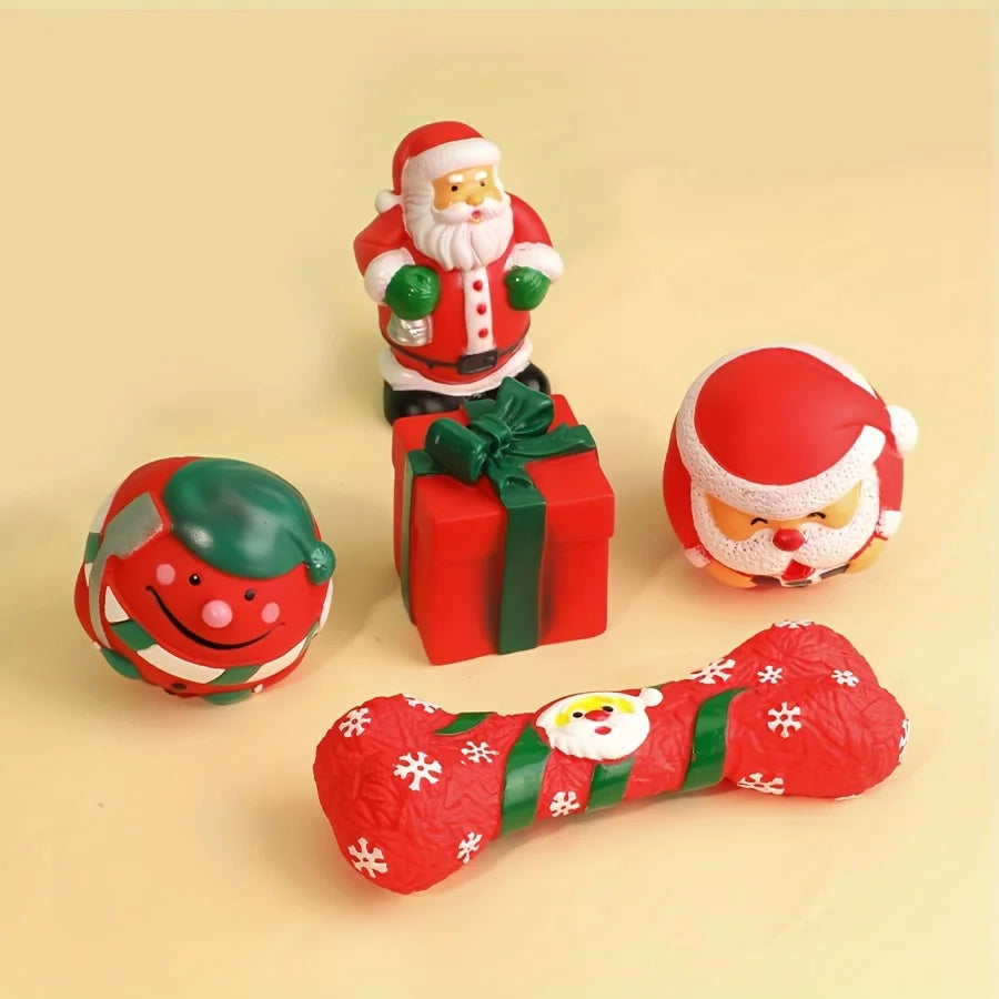 5PCS Holiday Squeak Pup Squeak Chew Toys