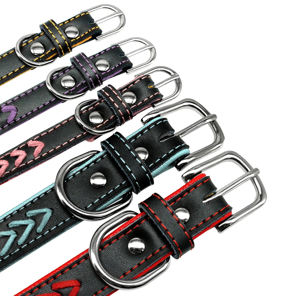 Doggie ID - Custom Leather Dog Collar Personalized Engraved Small to Large