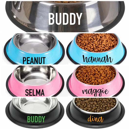 CustomPaws Personalized Pet Water Food Bowl Non-Slip Rubber Grip Stainless Steel