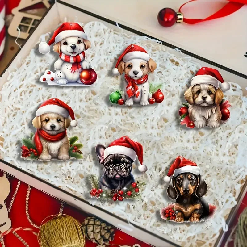12/24pcs Festive Santa Hats Dog Ornament for Christmas Trees, Perfect Seasonal Gift