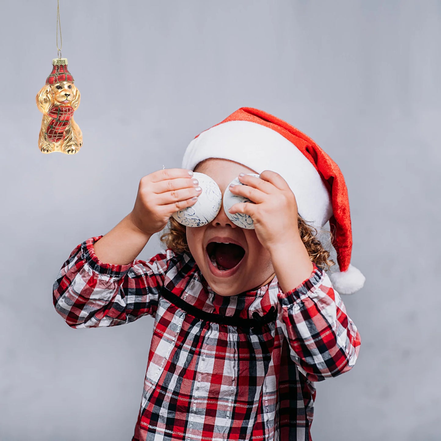 Christmas Glass Dog Decoration Hanging Ornament