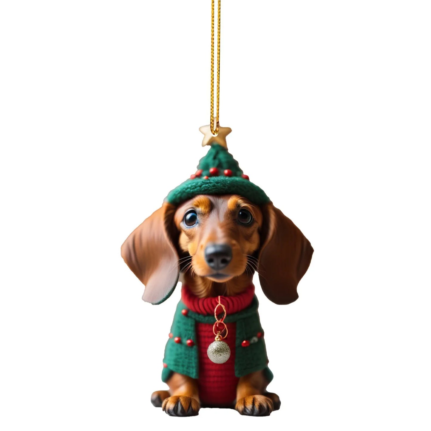 Holiday Santa Hound-Dog Tree Ornament