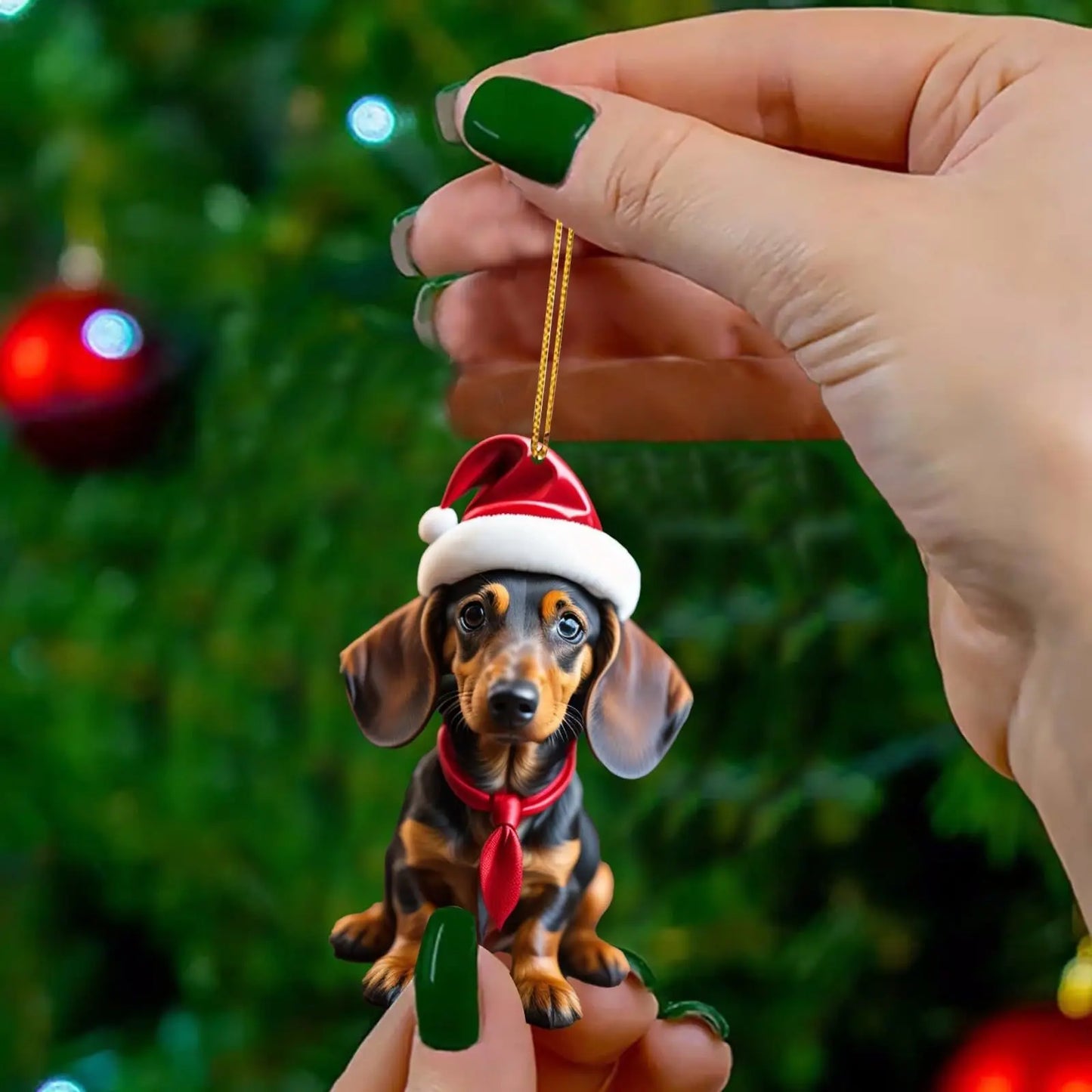 Holiday Santa Hound-Dog Tree Ornament