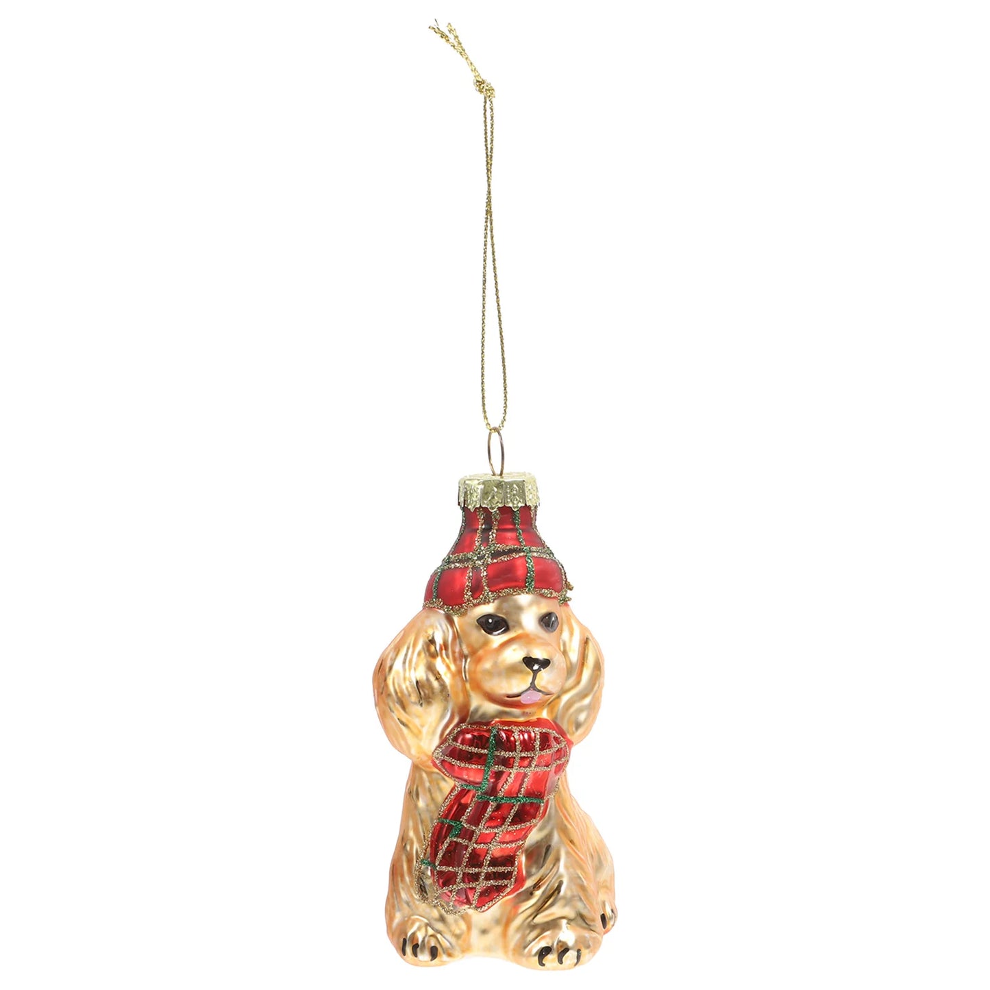 Christmas Glass Dog Decoration Hanging Ornament