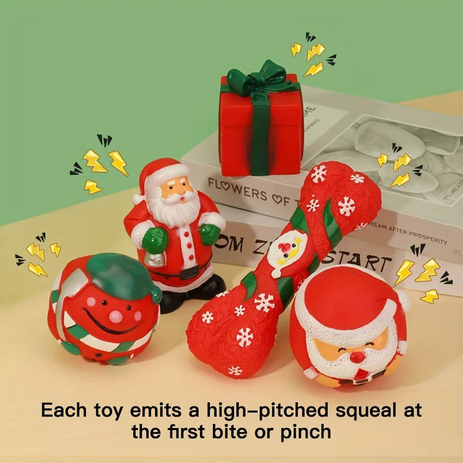 5PCS Holiday Squeak Pup Squeak Chew Toys