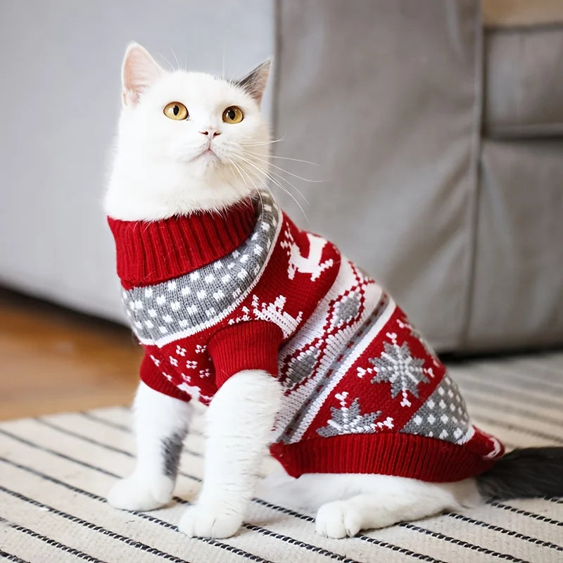 Holiday Santa Sweater for Dogs & Cats - Knitted Wool Sweater