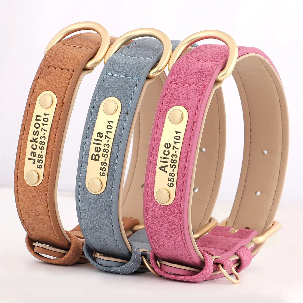 PawSignature - Personalized Engraved ID PU Leather Dog Collar