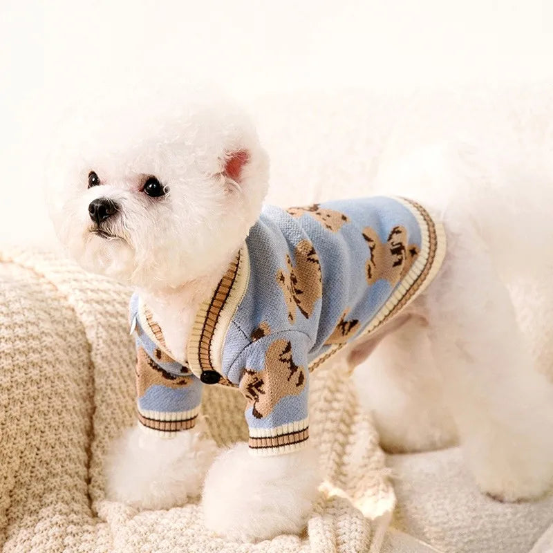 Luxury Paws - Cozy Cardigan Warm Sweater Bichon Frise Chihuahua Dog