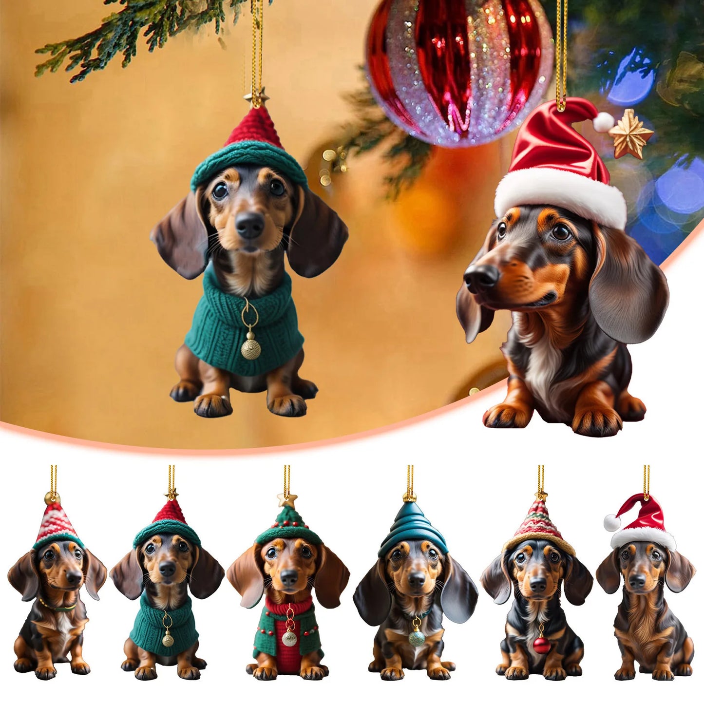 Holiday Santa Hound-Dog Tree Ornament