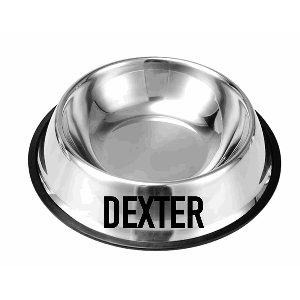 CustomPaws Personalized Pet Water Food Bowl Non-Slip Rubber Grip Stainless Steel