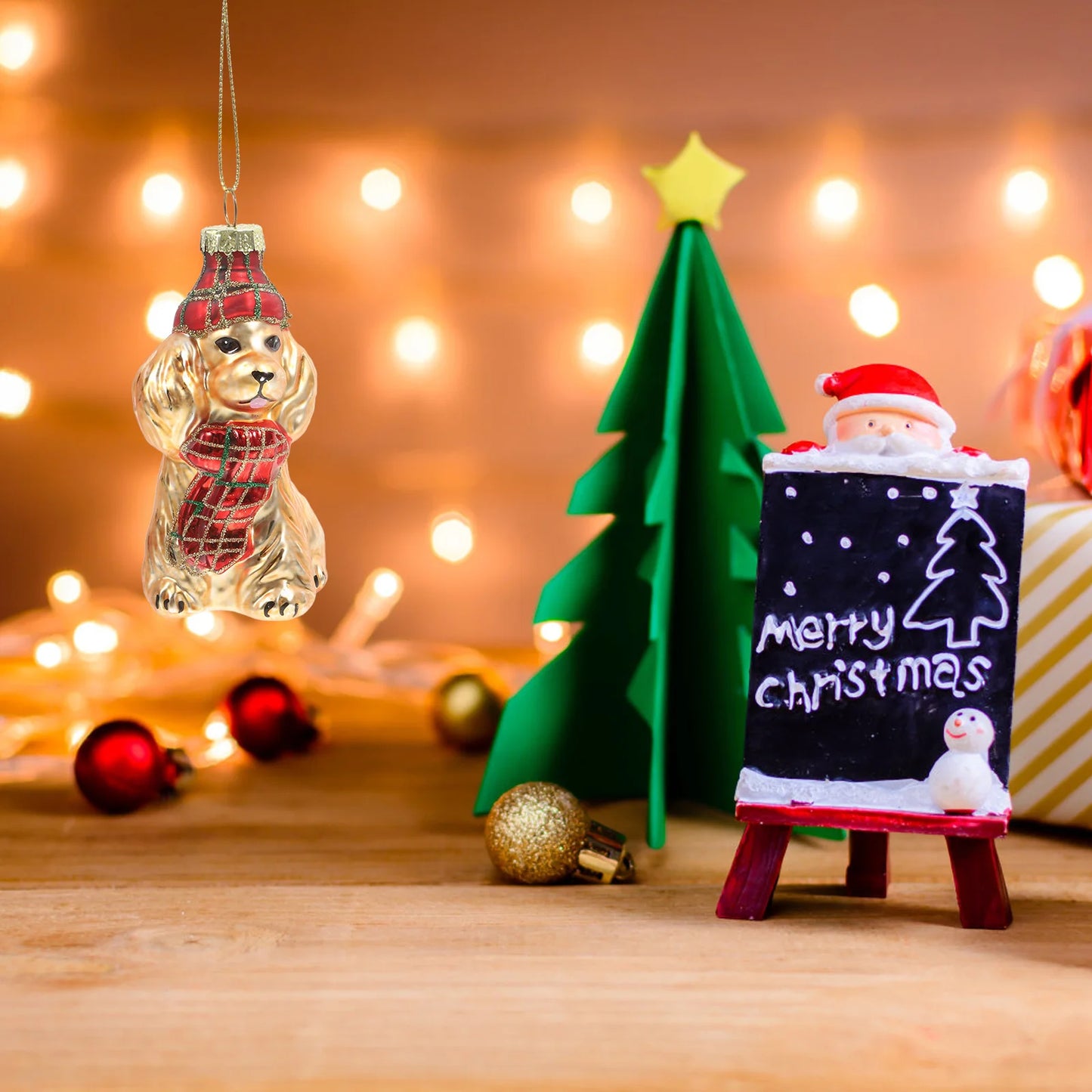 Christmas Glass Dog Decoration Hanging Ornament