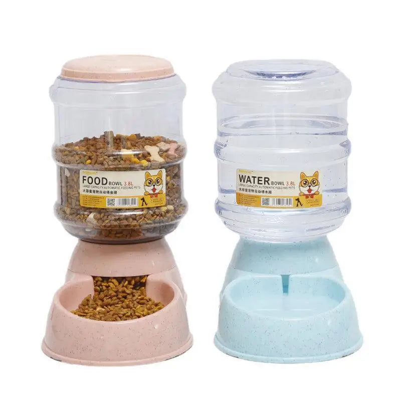 Pet Feeder Duo - 3.8L Dog Automatic Feeders Plastic Water Bottle and Drinking Water Dispenser