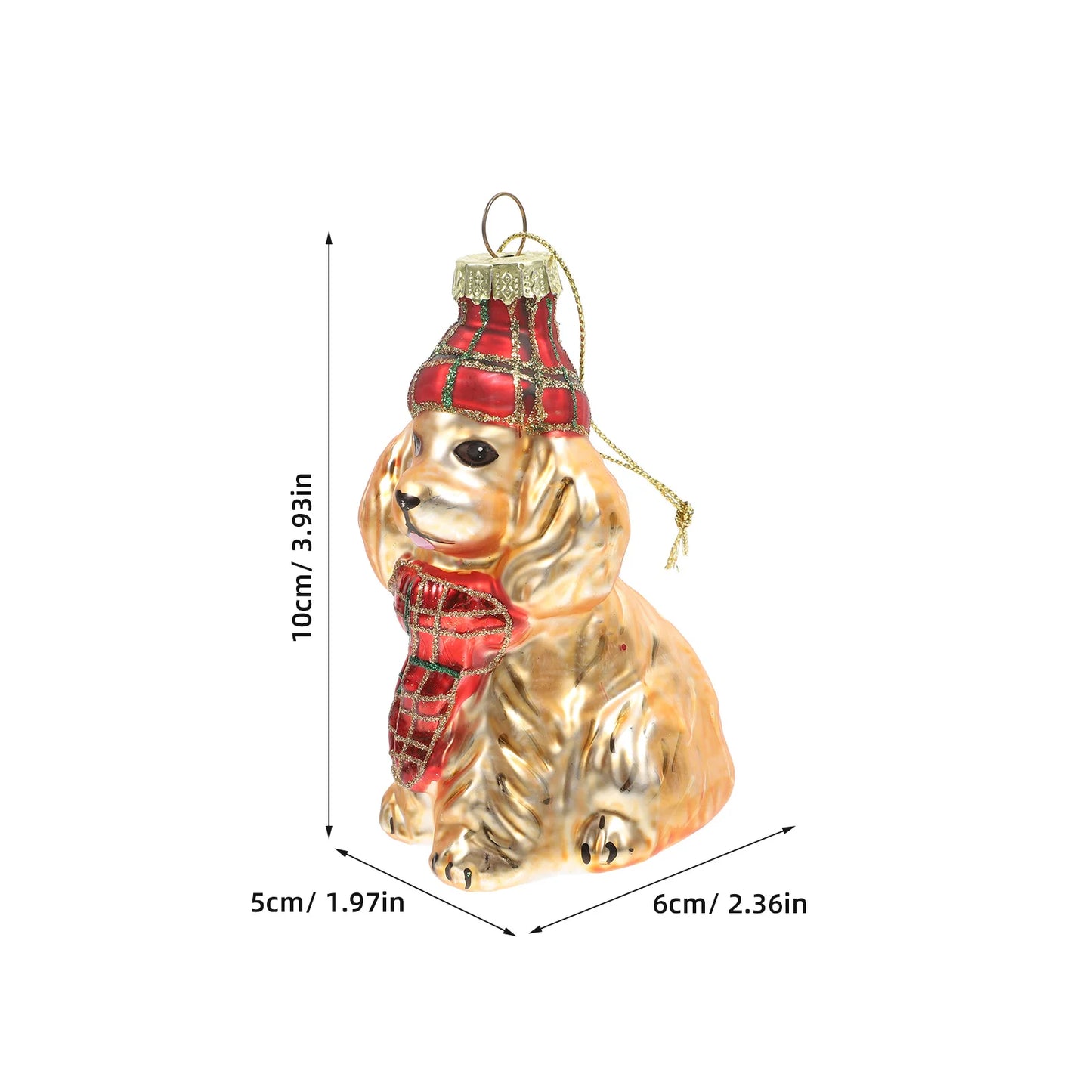 Christmas Glass Dog Decoration Hanging Ornament