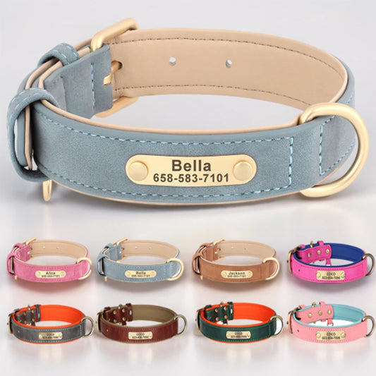 PawSignature - Personalized Engraved ID PU Leather Dog Collar