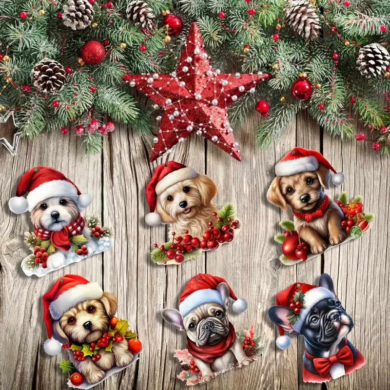 12/24pcs Festive Santa Hats Dog Ornament for Christmas Trees, Perfect Seasonal Gift