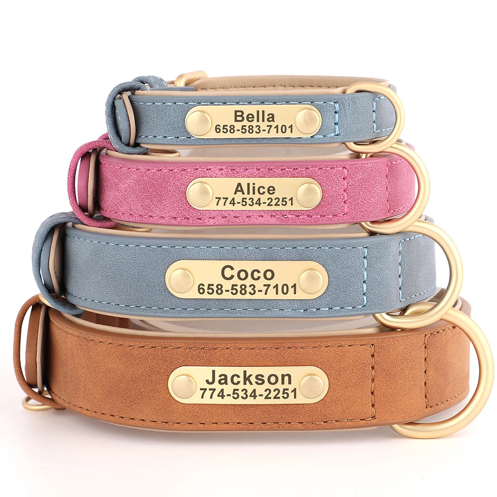 PawSignature - Personalized Engraved ID PU Leather Dog Collar