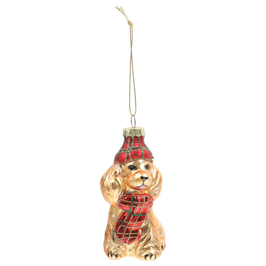 Christmas Glass Dog Decoration Hanging Ornament
