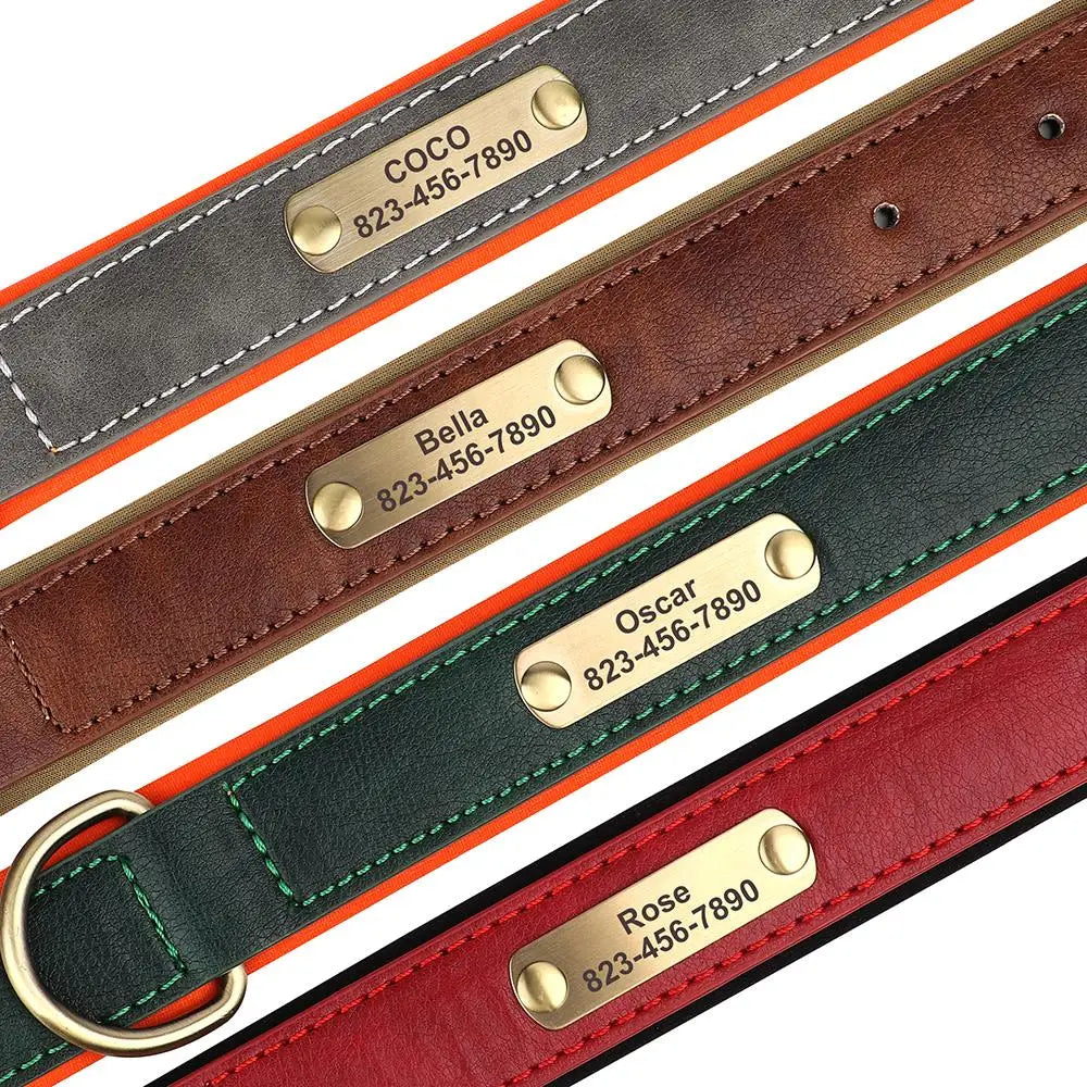 PawSignature - Personalized Engraved ID PU Leather Dog Collar