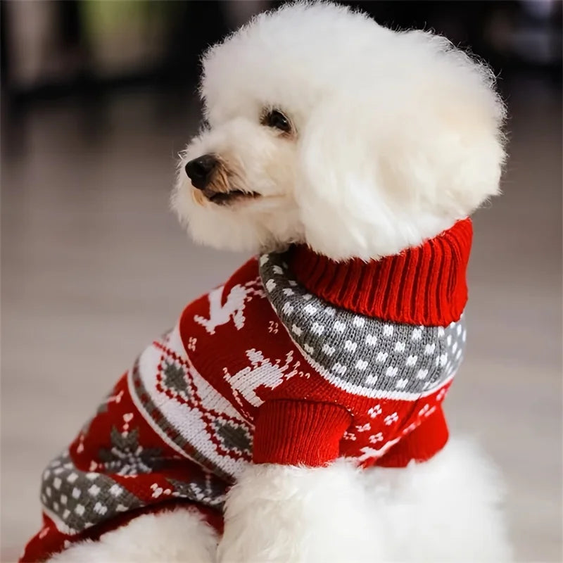 Holiday Santa Sweater for Dogs & Cats - Knitted Wool Sweater