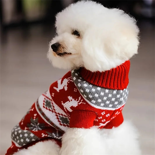 Holiday Santa Sweater for Dogs & Cats - Knitted Wool Sweater