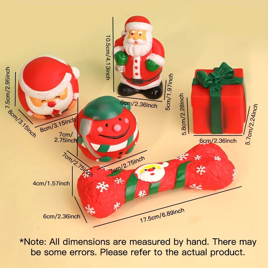 5PCS Holiday Squeak Pup Squeak Chew Toys