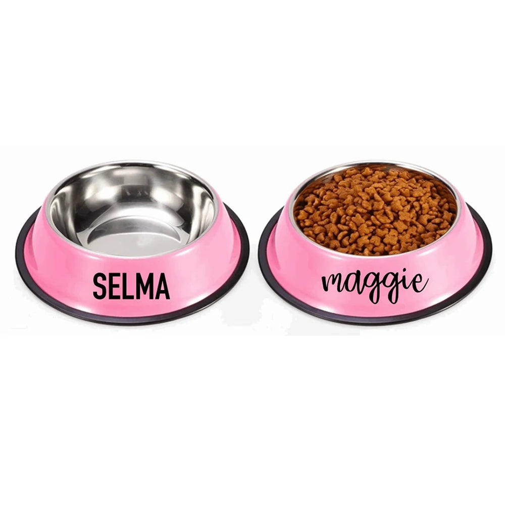 CustomPaws Personalized Pet Water Food Bowl Non-Slip Rubber Grip Stainless Steel