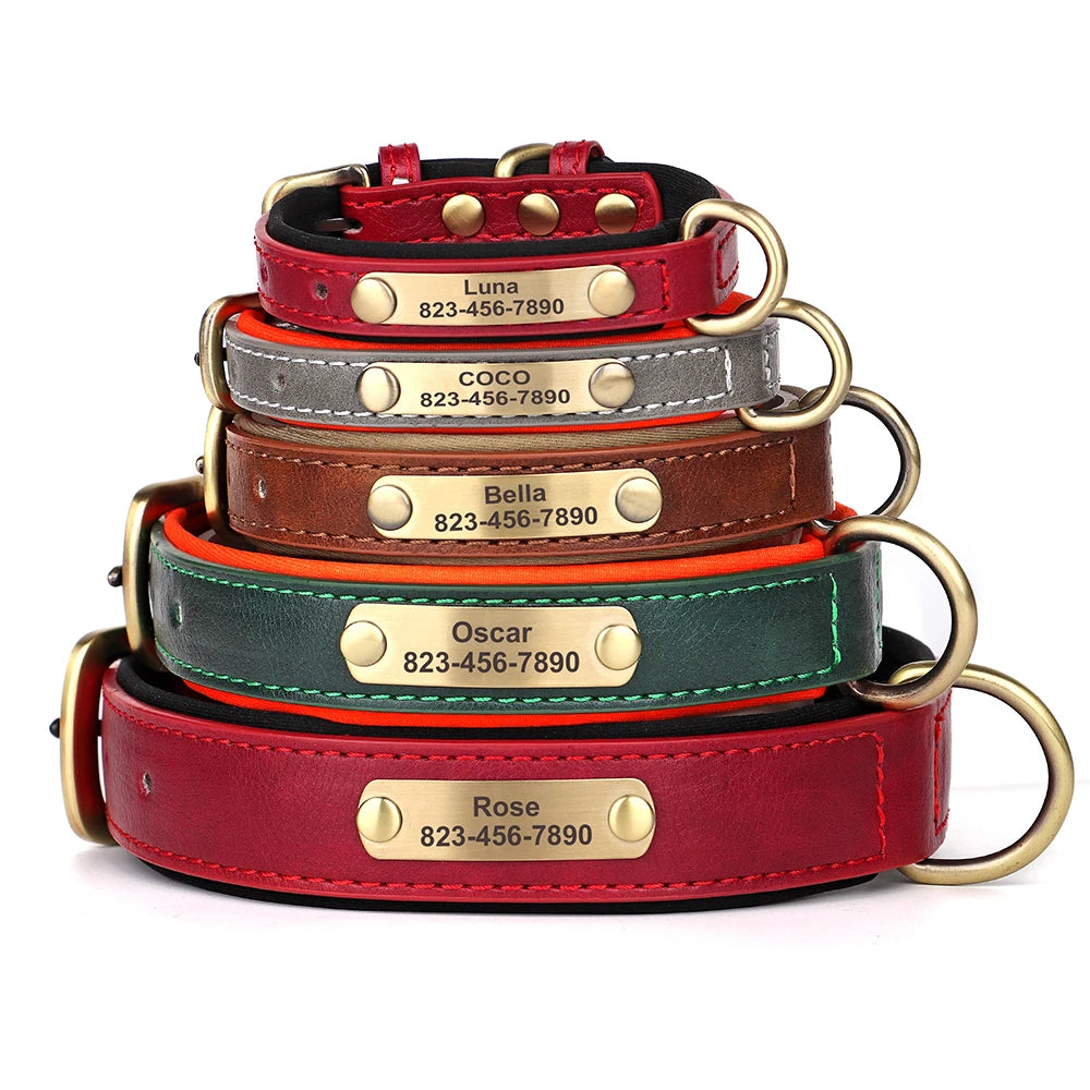 PawSignature - Personalized Engraved ID PU Leather Dog Collar