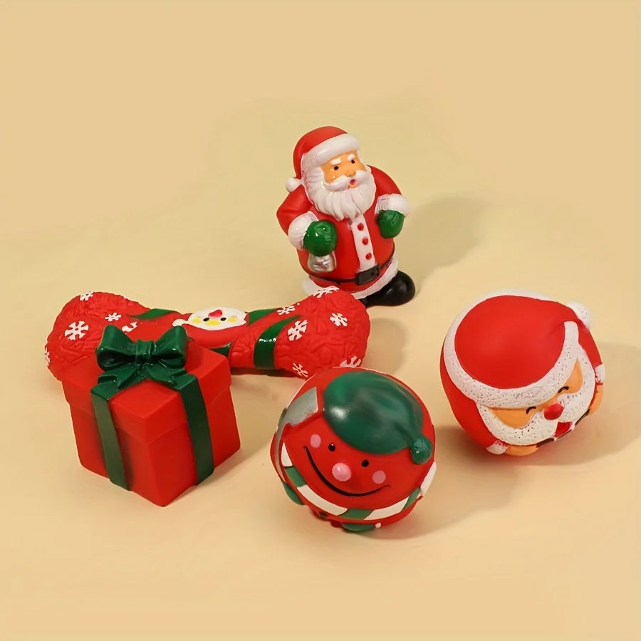 5PCS Holiday Squeak Pup Squeak Chew Toys