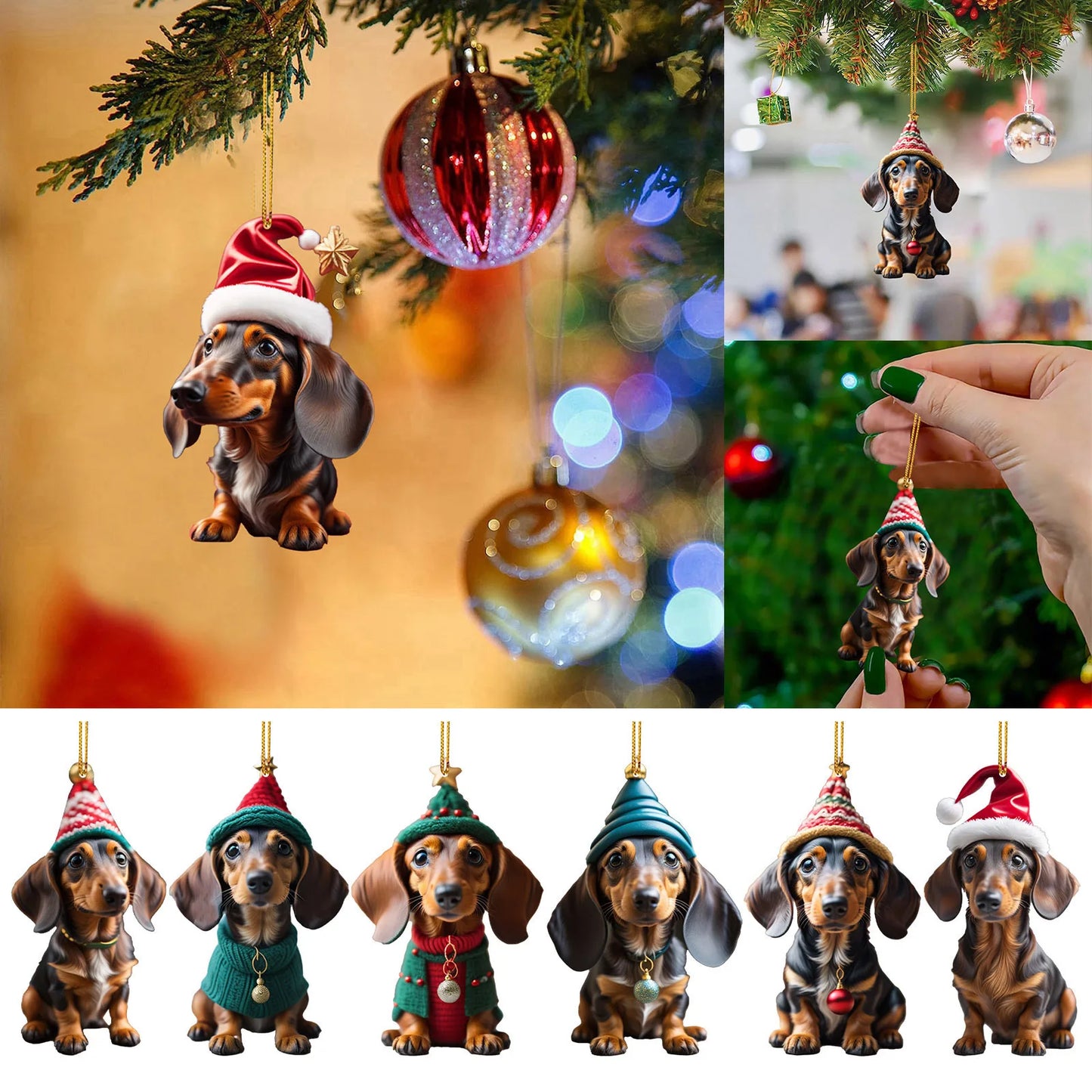 Holiday Santa Hound-Dog Tree Ornament