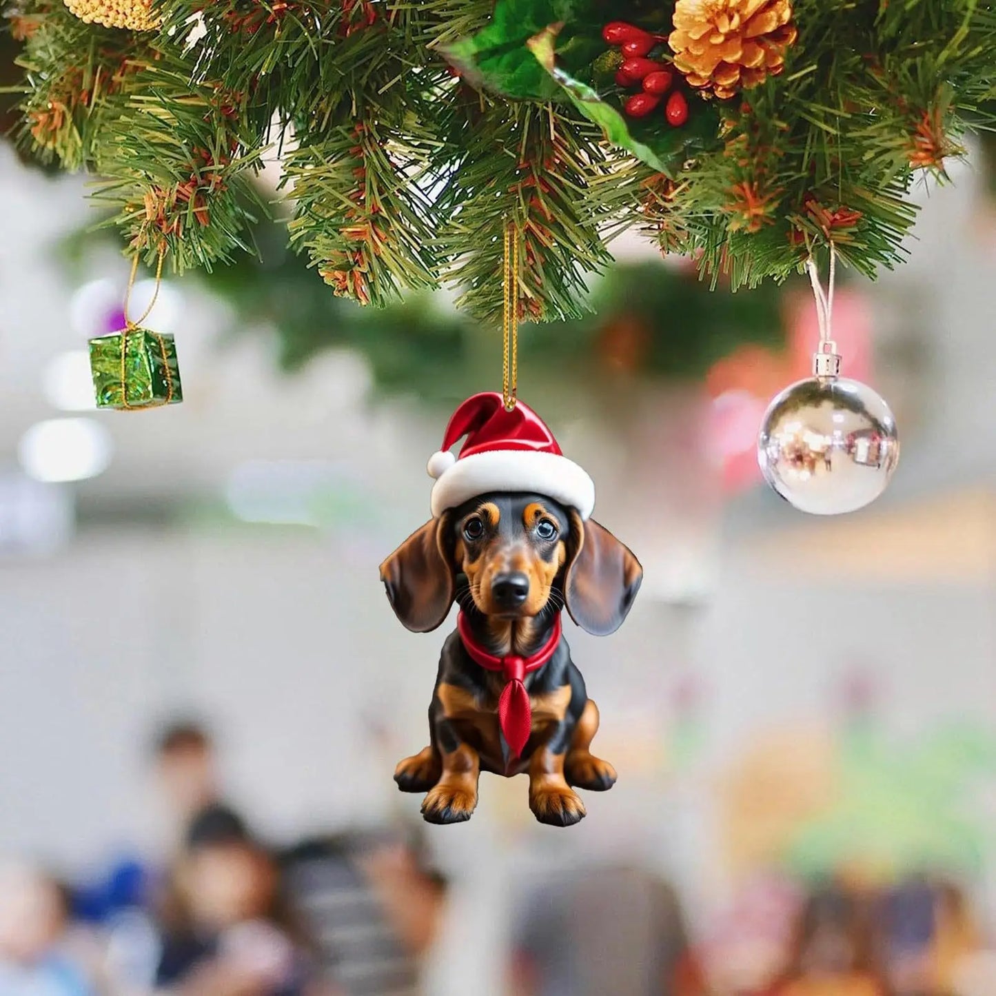Holiday Santa Hound-Dog Tree Ornament